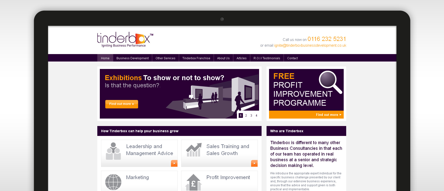 Tinderbox web design example on screen
