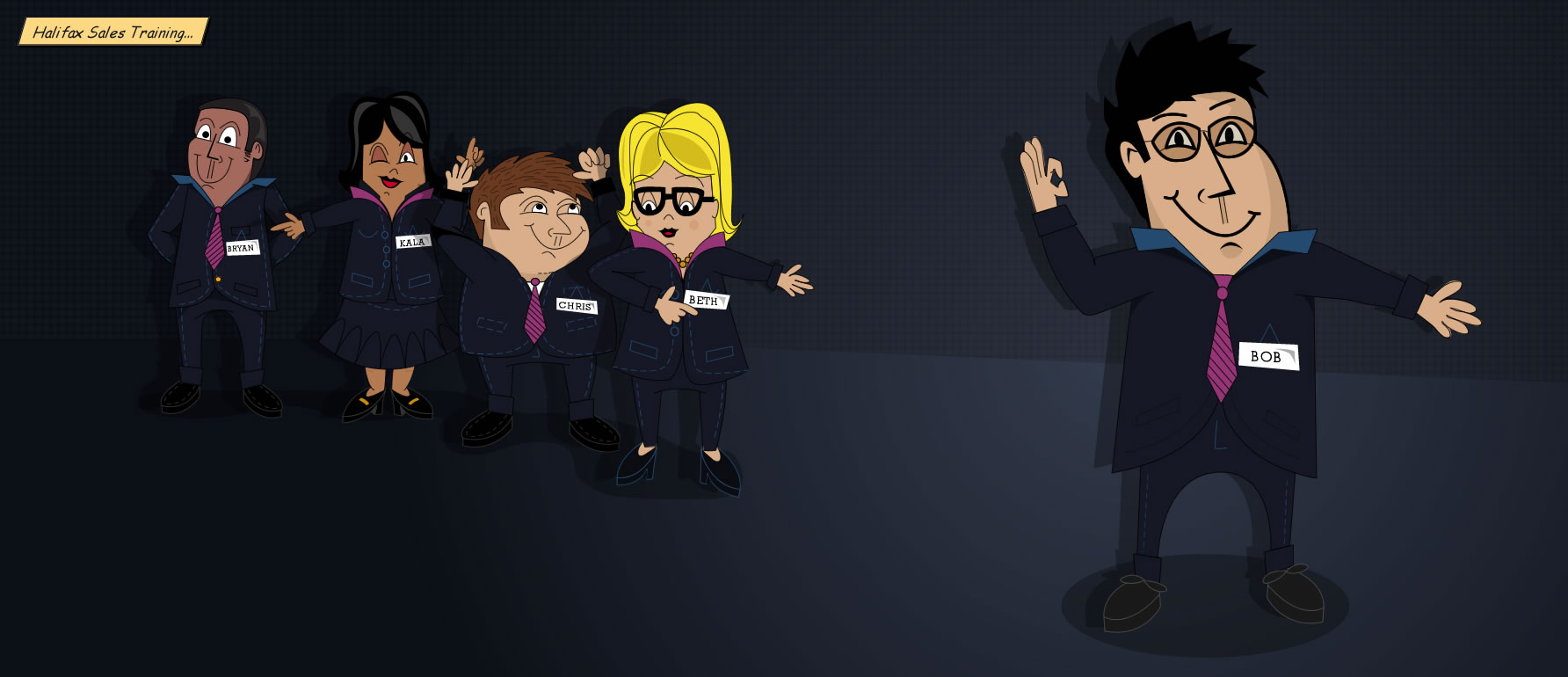 Character illustrations for Halifax sales training course