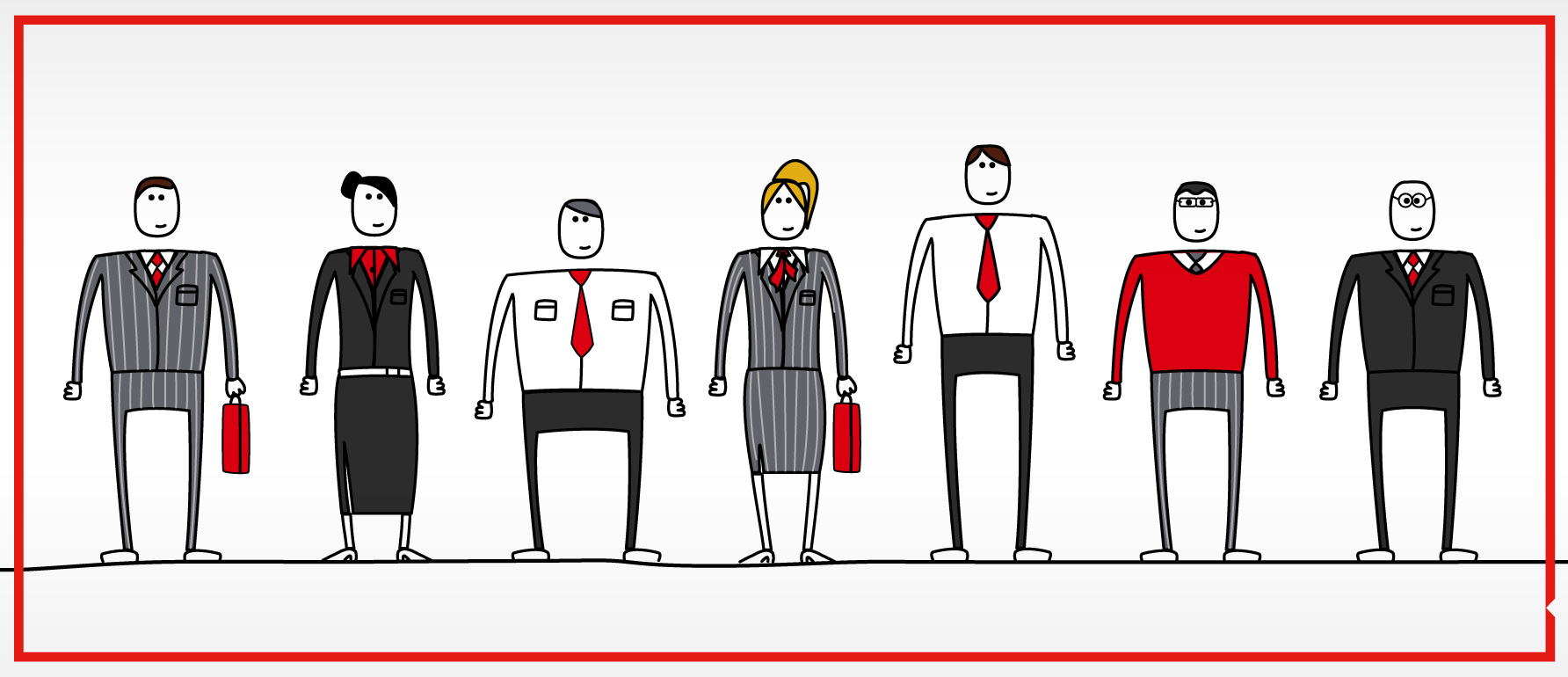 Sales team character's designed for HSBC e-learning course