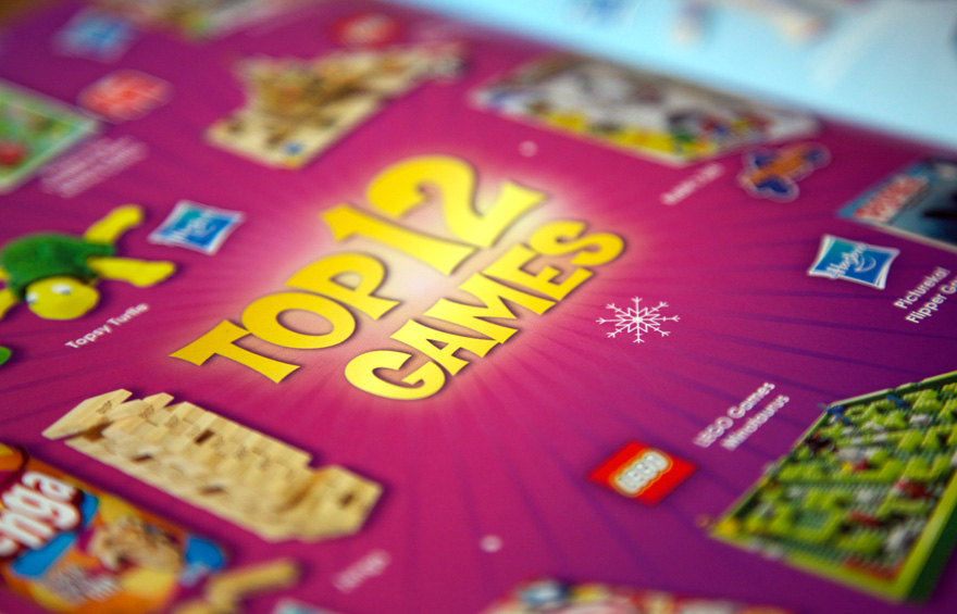 Close up photo of brochure design for Top 12 Games