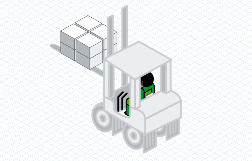 Isometric forklift truck illustration