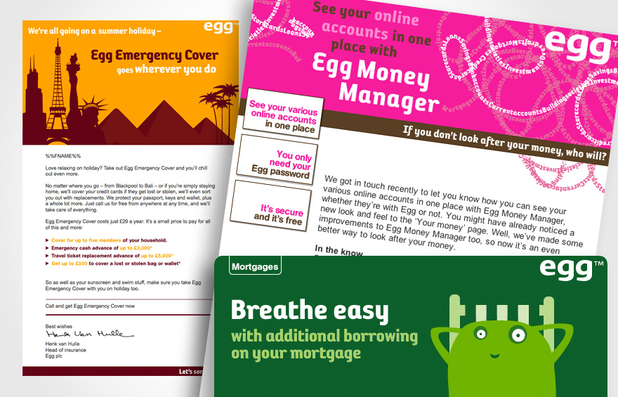 Examples of HTML email design for Egg.