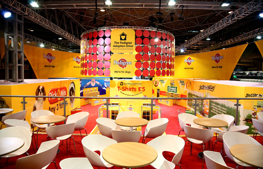 Photograph of Pedigree's exhibition stand at Crufts.