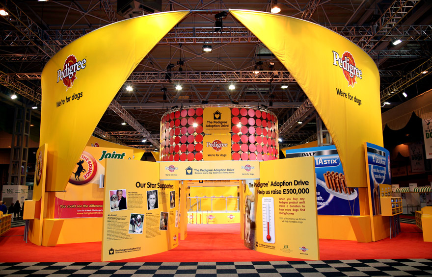 Photograph of Pedigree's exhibition stand at Crufts.