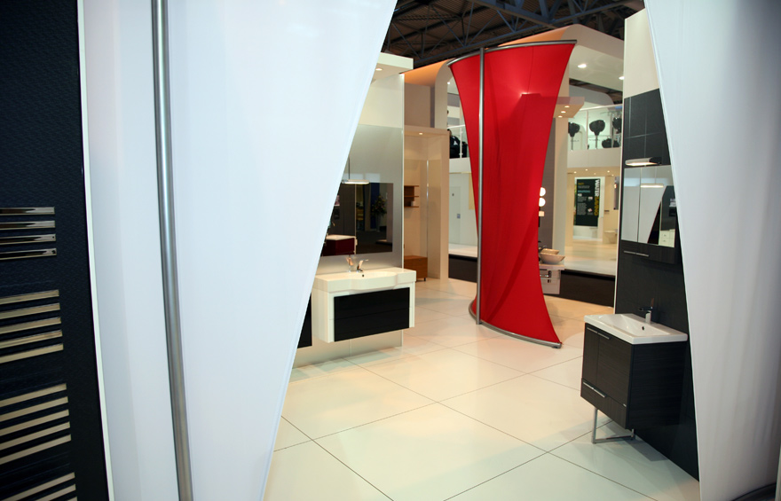 Photograph of QX's exhibition stand at Kitchens, Bedrooms and Bathrooms.