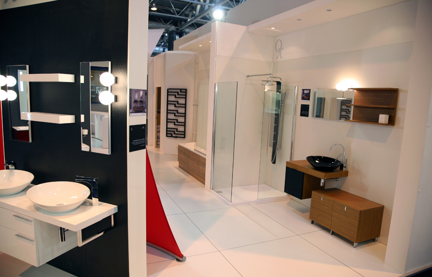 Photograph of QX's exhibition stand at Kitchens, Bedrooms and Bathrooms.