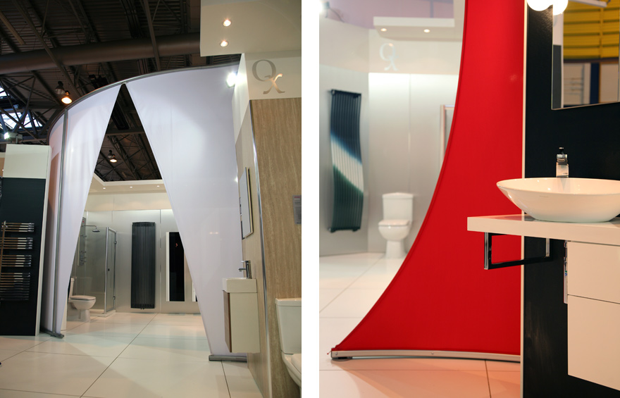 Photograph of QX's exhibition stand at Kitchens, Bedrooms and Bathrooms.